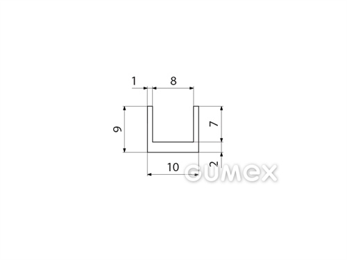 "U" Silikonprofil, 9x10/8mm, 40°ShA, -60°C/+180°C, transparent, 
